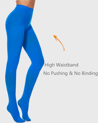 Image of DUCMODA Womens 80 Denier Opaque Tights, Women's Soft Solid Color Footed Pantyhose, High Waist Stocking with 30+ Colors