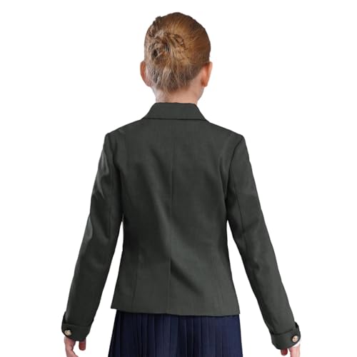 Loyan Girls Lapel Suit Dress Tops Formal Blazer Jacket Solid Color Coat Outerwear Long Sleeve School Uniform3