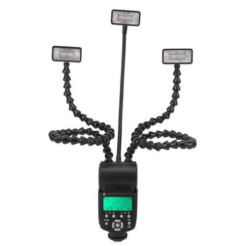 Flash de cámara con 8 niveles ajustables y 3 brazos flexibles macro 7