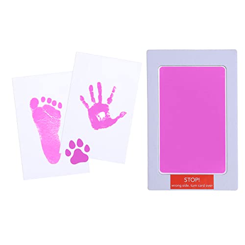 Clean Touch Stempelkissen für Neugeborene, Handabdruck und Fußabdruck, Haustierpfotenabdruck-Set mit Stempelkissen und 2 Stück Abdruckkarten, tintenlose Hand- und Fußstempel (9,4 cm × 5,7 cm, lila) Cover