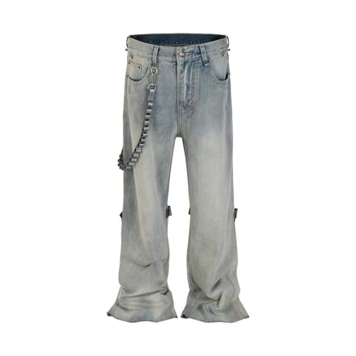 Men’s Washed Denim Jeans, Retro Street Style, Loose Fit, High Street Wide Leg Casual Jeans2