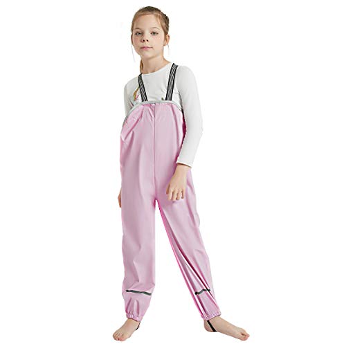 Wasserdichte Regenhose für Kinder, schmutzabweisend, Strapshose für Jungen und Mädchen - Pink - 4 Jahre(2-3 Jahre) Cover