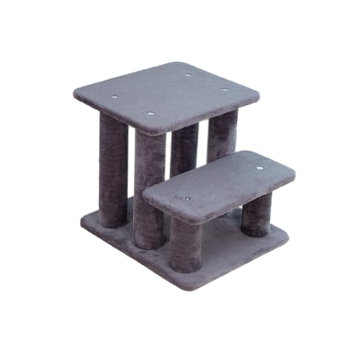 catopie 猫 猫階段 猫ステップ シニア 犬 犬階段 犬ステップ ペット ペット階段 登りやすい 清掃しやすい ジャンプ練習 ケガ 看護 高齢 子猫 子犬 広い 低い段差 キャットタワー 家具組み付け 滑り止め 頑丈 2段 (グレー, S)