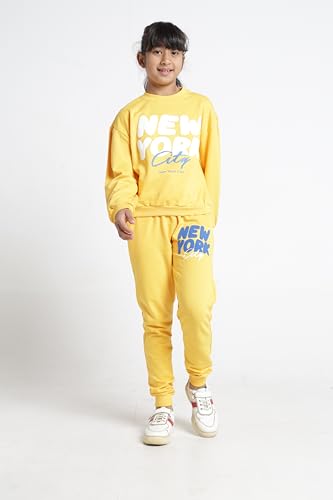 Image of T2F Girls Cotton Fleece T-Shirt and Pant Clothing Set