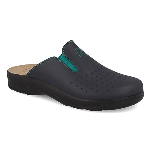 Fly Flot | Woman Professional, Zoccoli Sanitari Donna con Elastico Regolabile, Ciabatta con Tomaia in Pelle Forata, Sottopiede imbottito in Pelle Antishock, Blu, 39