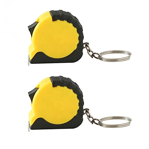 Chironal 2 pcs 100cm/40 Mini Key Chain Measure Tape Portable Retractable Measuring Tape Keychain Tape Measure Centimeter Inch Roll Tape Random Color Small Tape Measure (Yellow Black 2Pcs)