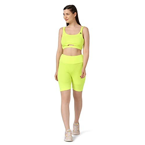 Image of Women Workout Solid 2 Pieces Shorts Set High Waist Biker Shorts and sports Bra Sports Wear