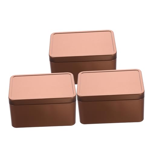 HANABASS 3pcs Vintage Tinplate Box with Lids Sturdy Metal Storage Containers for Cards Candy Jewelry Treats Portable Organization for Home Office Parties