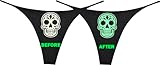 NE Beauty Glow In The Dark Skull Thongs For Women (Pack of 1) Black Medium