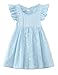 Fdqin Girls Birthday Party Dress Tween Flutter Sleeve Shiny Tulle Dress Girl Fashion Tutu Dresses Size Light Blue 7-8 Years