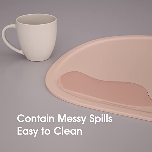 Cuddle Campus Silicone Placemat With Raised Edges For Kids,Toddlers,Babies, Non-Slip Table Setting Placemat For Dining,Come With String For Storage, (Peach Fuzz) #TOP3