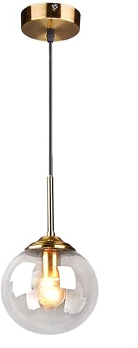 Home-Neat Industriel Suspensions Boule De Verre Rétro Lampe Suspension pour Salon Salle À Manger Chambre (Clair, 15cm)