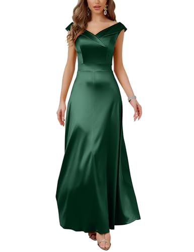 MUXXN Women's Vintage 50s Peter Pan V Neck Wedding Prom Party Floor Length Dress2