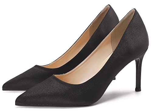 LizFoYa Women Classic Satin Wedding High Heels Pointy Toe Bridal Pumps 4 Inches Evening Stiletto Heel Shoes2