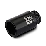 MIXPOWER 1/2' Drive Deep Impact Socket, CR-MO, 30mm, METRIC, 6 Point, Axle Nut Impact Grade Socket for Easy Removal