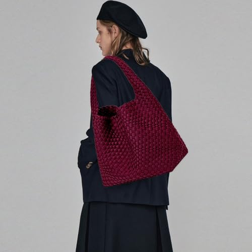 JINMANXUE Woven Purse for Women, Neoprene Top-handle Shoulder Bag, Hobo Tote, Travel Handbag, Wrist Bag For Work Shopping2