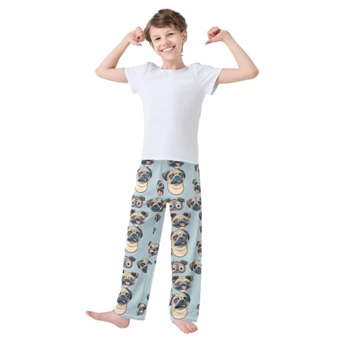 Pajama Bottoms, Puppy Pug Dog Faces Pajamas Pant Lounge Wear Sleep Long Pants Casual Sleepwear Pjs2
