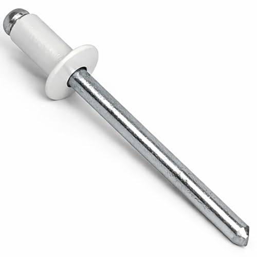 4.8mm x 10mm Pure White Painted Colour Blind Pop Rivet Dome Head Aluminium/Steel Shaft ISO 15977 RAL 9010 (Pack of 20) N11A
