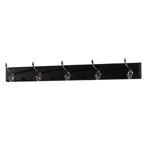 Wooden Mallet Nickel Black 5 Hook Coat Rack