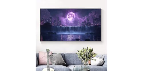 Art diamant 5D cascade violette, grand format mural 50x100 - 3