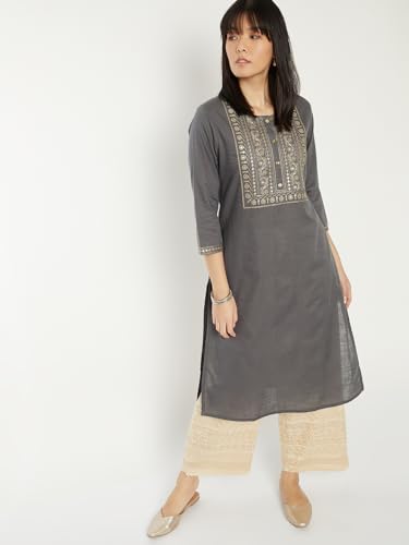 Image of Max Women's Cotton Blend Regular Fit Casual Kurta