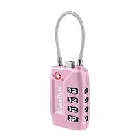 SharkByte TSA Suitcase Locks - 4-Dial Security Travel Combination Padlock, Flexible Wire Cable Travel Lock for Suitcases Luggage Case Travel Bag Gym Locker Code Small Padlock (Pack of 1)