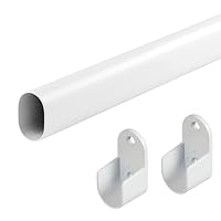 Oval Closet Rod for Hanging Clothes 18 to 40 Inch Adjustable Closet Rods 1 inch Diameter With End Supports White Poles Bar Closet Rod Expandable for Wardrobes