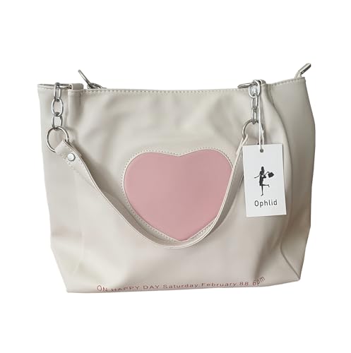 Cute Shoulder Bags for Women Girls Heart Soft Leather Shoulder Purse Shopping Bag Satchel Handbag for Work4