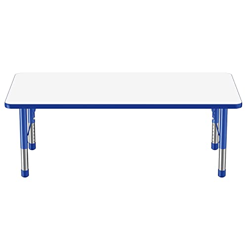 FDP Dry-Erase Rectangle Activity School and Classroom Kids Table (30 x 60 inch), Chunky Toddler Legs, Adjustable Height 15-24 inches - Whiteboard Top, Blue Edge and Matching Blue Legs by Factory Direct Partners - Image 2