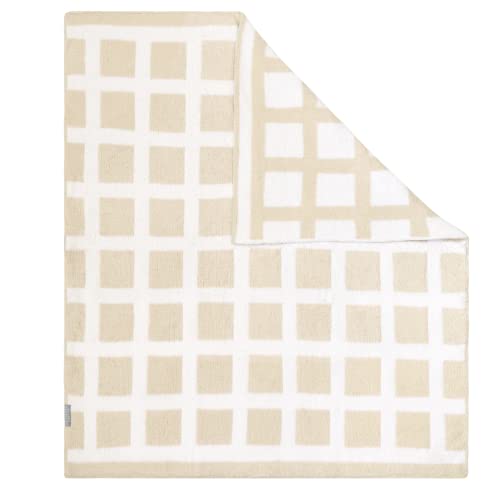 Image of Living Textiles Chenille Baby Blanket - Cream Check Ultra Soft, Thick, and Versatile | Warm Blanket for Newborns, Throw Blanket for Crib, Stroller Cover | Perfect Baby Gift 75 x 85 cm