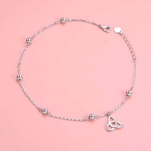 Image of FLYOW S925 Sterling Silver Anklet for Women Summer Boho Beach Charm Adjustable Foot Ankle Bracelet Jewelry Birthday Gift