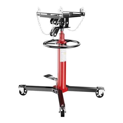 Image of 1100lbs Transmission Jack, Heavy Duty Professional Hydraulic Transmission Jack High Lift 2 Stage Adjustable Telescoping, 33.5 inch to 67 inch Lifting Range, 1 /2Ton Capacity, 360 Swivel Wheel