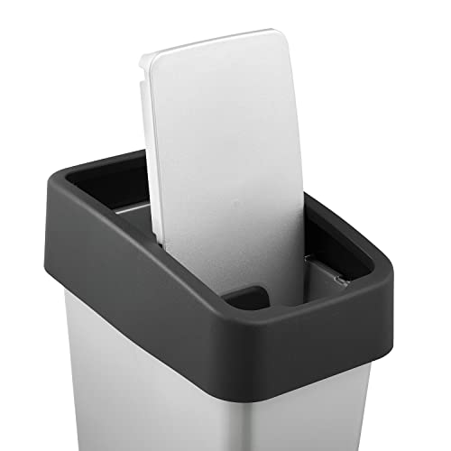 keeeper Premium Abfallbehälter mit Flip-Deckel, Soft Touch, 10 l, Magne, Silber – Bild 5
