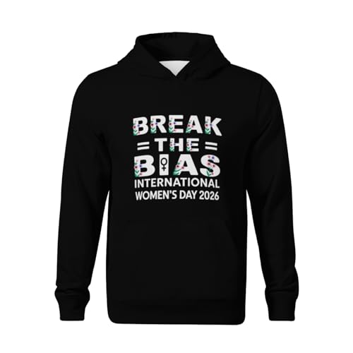 Kids Break the Bias - International Women's Day Boys Girls Lightweight Kangaroo Pocket Fleece Hoodies2