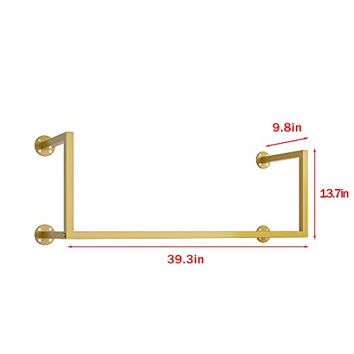 HOMEKAYT Gold Wall Clothing Rack, Wall-Mounted Clothes Rack, Modern Clothes Hanging Bar Space-Saving, Vintage Retail Garment Rack