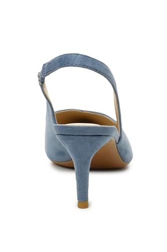 Nicole Miller Women's Suede Slingback Heels,for Women, 3" Slim Heels, Pointed Toe Slingback Pump for Ladies, Lebon4