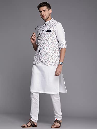 Image of Manyavar Blended Viscose Kurta Jacket Set for Men