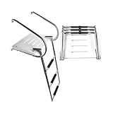 Marine City Edelstahl 3 Stufen I/B Schwimmplattformleiter Powersports Hafen Teleskop Bootsleiter Elektropolierte Schienen mit 3 rutschfesten Trittstufen mit feinem Finish für Boote Marine Schiffe