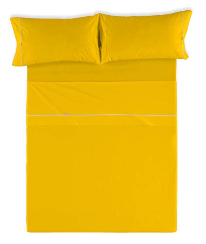 Juego de sábanas 50% algodón cama 180 mostaza de 4 piezas 3