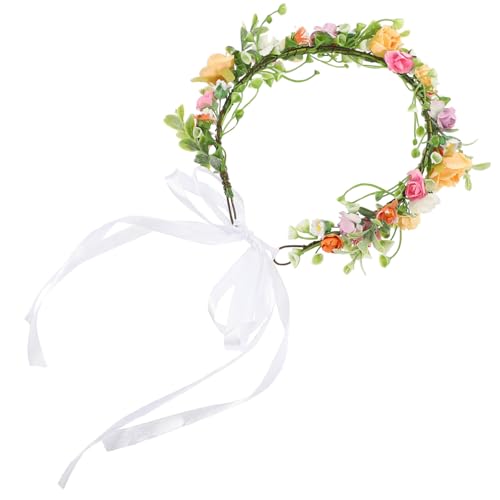 Gadpiparty ウェディングフラワークラウンカチューシャ 仮装のウェディングドレス 花嫁介添人 bride パーティー ブライダルアクセサリー 女の子のための花冠 ファブリック Colorful