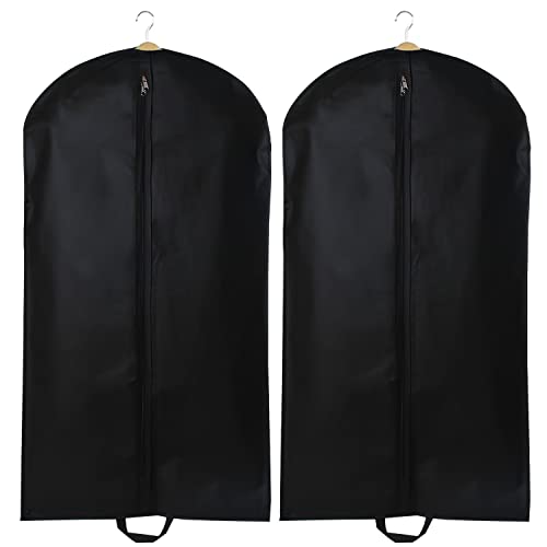 2 bolsa de traje, protector de ropa transpirable colgante, funda antipolvo plegable, organizador de ropa con cremallera,Para organización de guardarropa y viaje (negro)