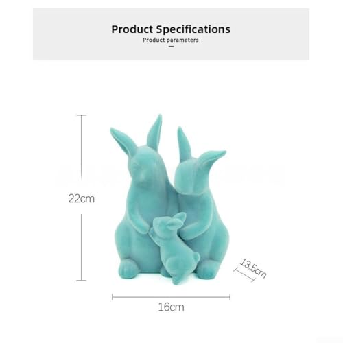 Lapin de Pâques bleu en résine floquée pour déco rustique - 4