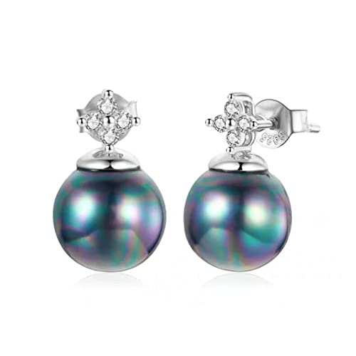 Boules d'oreilles Coquille Noire Femmes Bijoux Fins Boules Brillantes Chic