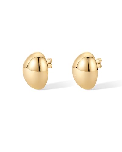 Image of PAVOI 14K Gold Plated Chunky Vintage Earrings for Women - Trendy Textured Ribbed Knot Geometric Triangle Rope Button Seashell Wing Dangle Drop Stud Earring