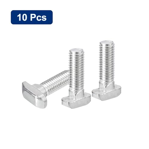 Image of uxcell 10Pcs T-Slot Bolts, M8 x 25mm Hammer Head Bolt T Screw Drop-in Stud for 4040 Series T-Slot Aluminum Extrusion Profile, 304 Stainless Steel, Silver