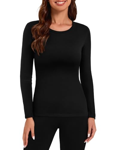 Tournesol Women's Thermal Tops Long Sleeve Fleece Lined Underwear Tops Crew Neck Undershirt Ultra Soft Baselayer for Winter