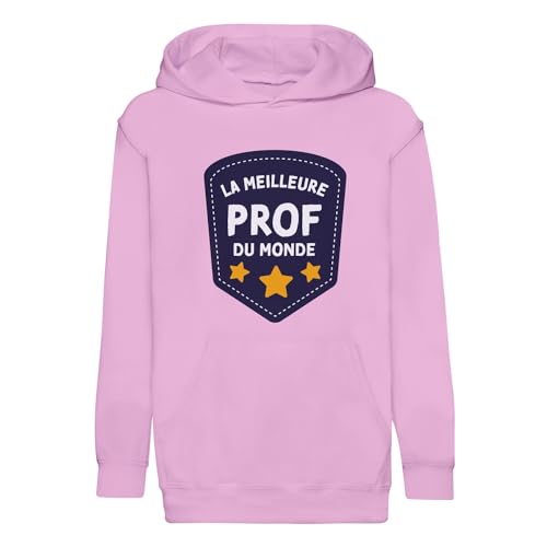 Hoodie enfant meilleure prof du monde en coton premium doux et confortable pour l'école