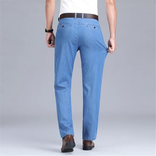 Men's Thin Loose Jeans Business Fashion Lyocell Stretch Denim Trousers Pants4
