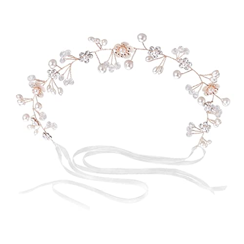 Haarreifen Mädchen Blumenmädchen Haarband Weiß Haarreif Kopfbedeckung Prinzessin Blume Perle Krone Kristall Braut Hochzeit Haarschmuck Blumenmädchen Blumenkranz Haare Damen Cover