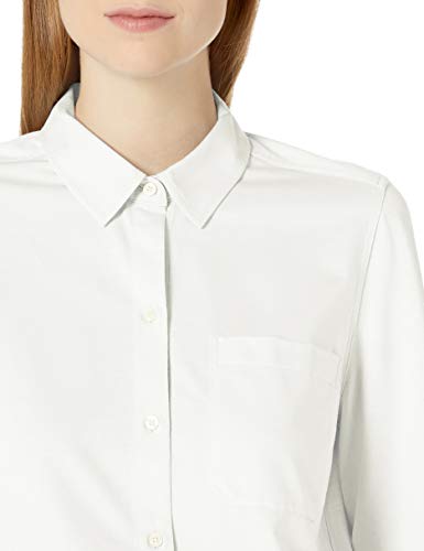 Amazon Brand - Daily Ritual Women's Knit Long-Sleeve Relaxed Button-Down Shirt, White, X-Large